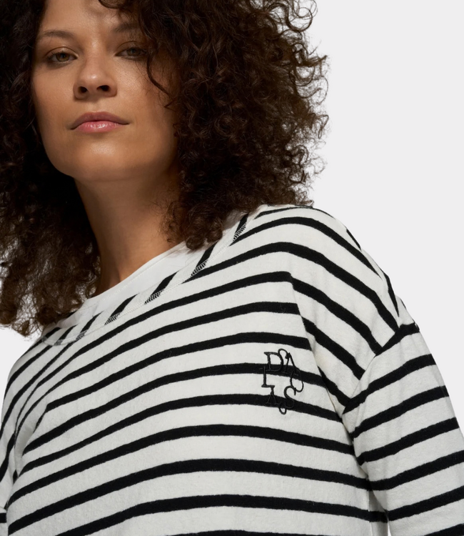 10Days Long sleeve tee stripes ecru/black