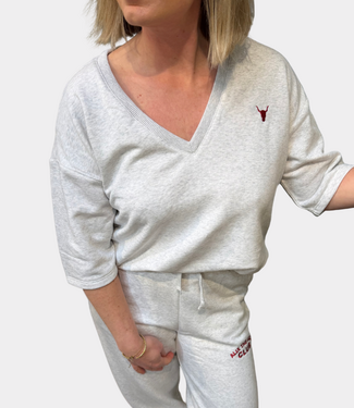 Alix the Label V-neck shortsleeve sweater super light grey mel