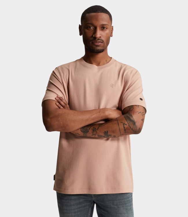 Cast Iron R neck tee interlock cafe creme