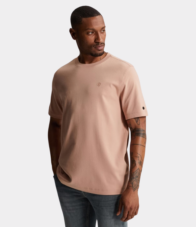 Cast Iron R neck tee interlock cafe creme