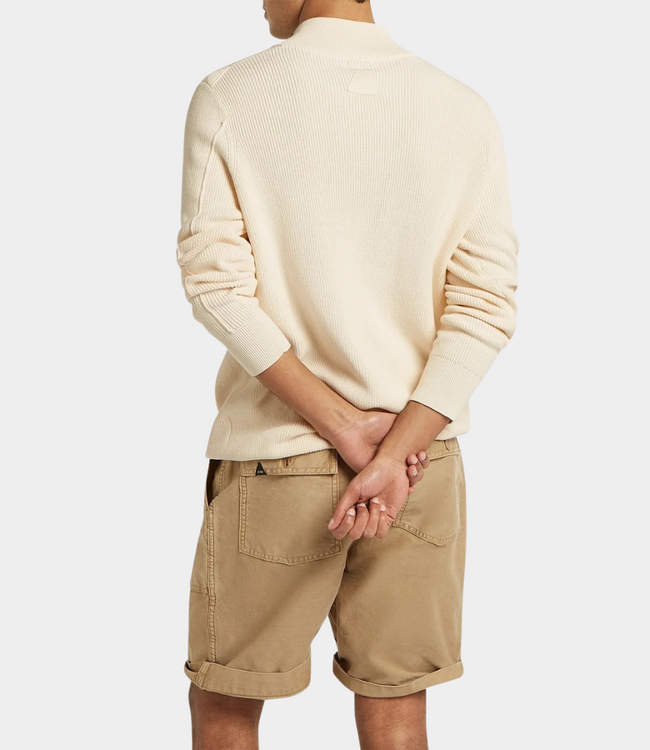 Denham scissor knitted half zip skc antique white