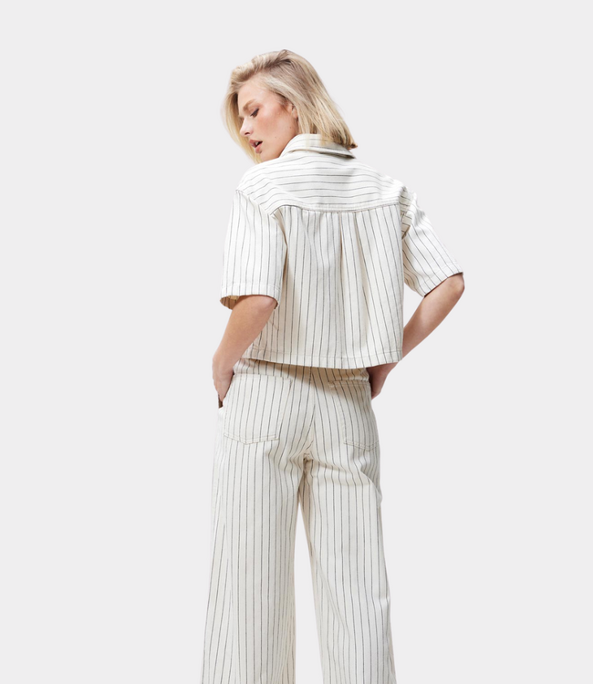 Catwalk Junkie Striped denim blouse ecru
