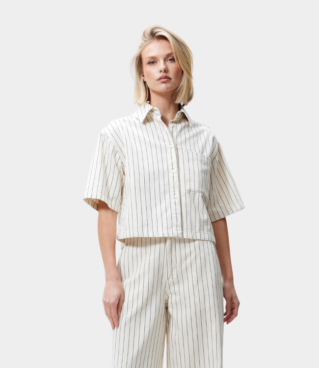 Catwalk Junkie Striped denim blouse ecru