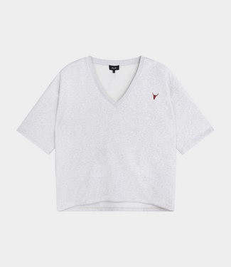 Alix the Label V-neck shortsleeve sweater super light grey mel