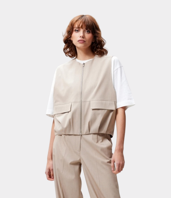 Catwalk Junkie Pinstripe bodywarmer cement