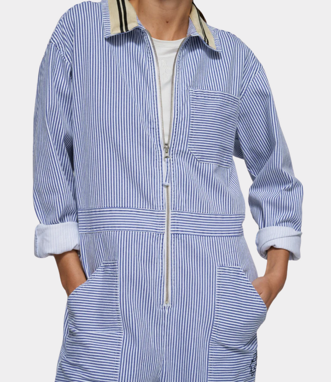 10Days Boiler jumpsuit stripes white/blue