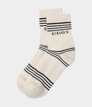 10Days Socks stripes soft white melee