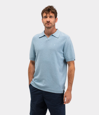 Butcher of Blue Boucle Knit Polo Shark Blue