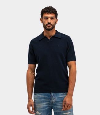 Butcher of Blue Boucle Knit Polo Alaska Blue