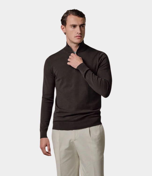 Profuomo Pullover half zip dark brown