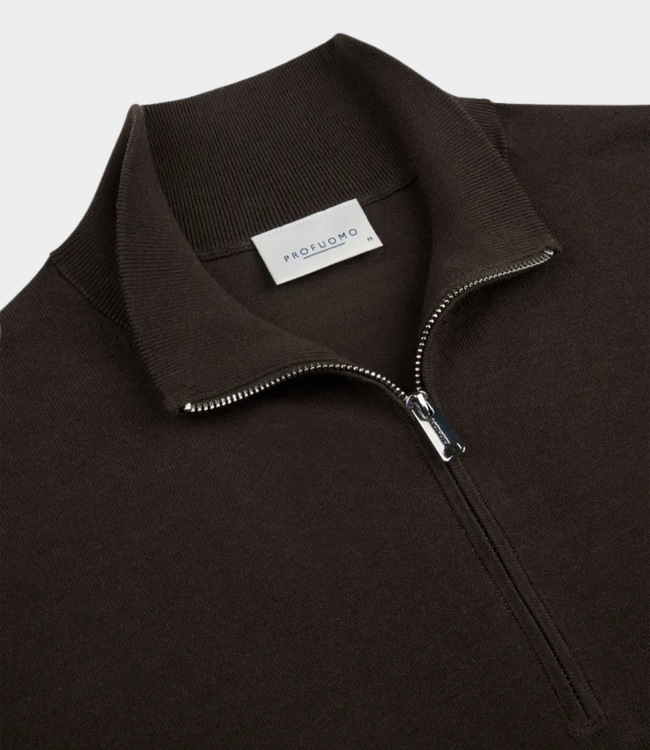 Profuomo Pullover half zip dark brown