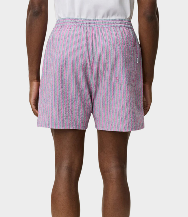 Les Deux stan stripe seersucker swim shorts crocus pink