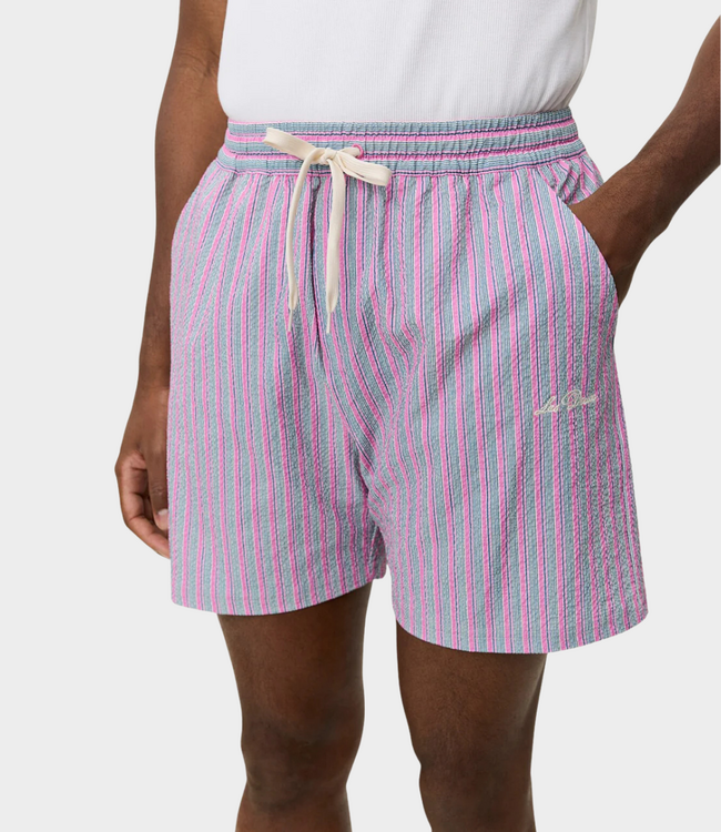Les Deux stan stripe seersucker swim shorts crocus pink