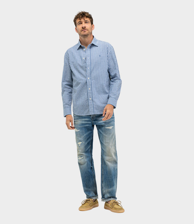 Butcher of Blue Neale Stripe Shirt Alaska Blue
