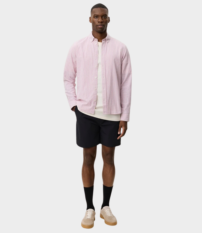 Les Deux konrad stripe cotton linen shirt crocus pink