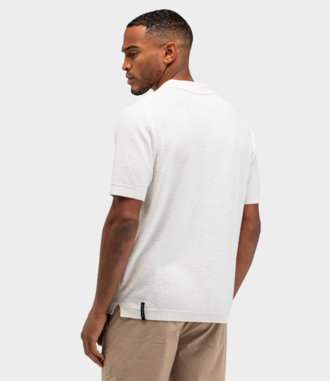 Butcher of Blue Boucle Knit Polo Titan White