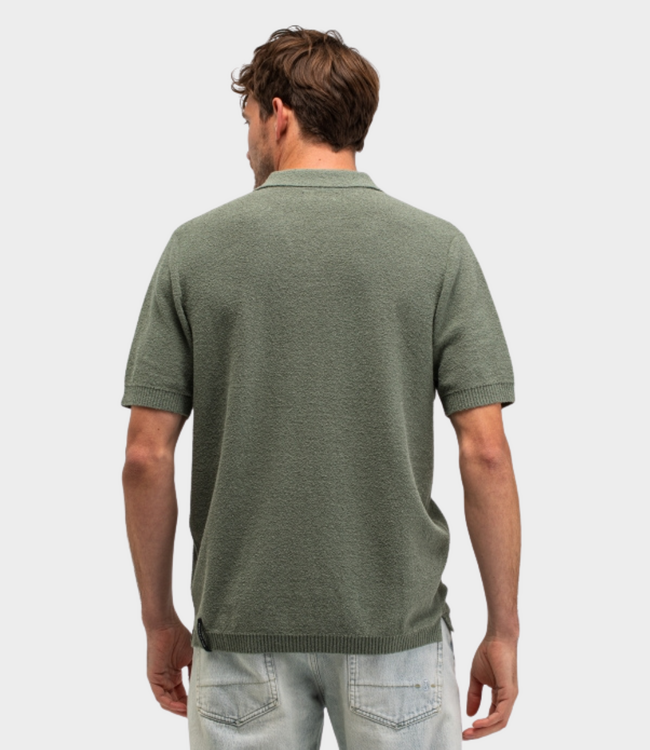 Butcher of Blue Boucle Knit Polo Jade Green
