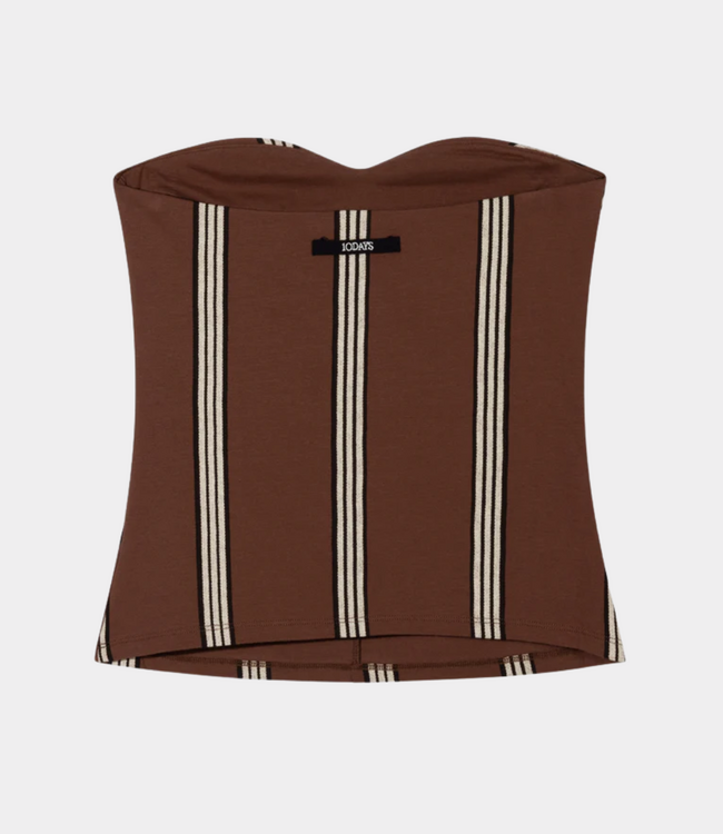 10Days Strapless top stripes deep brown