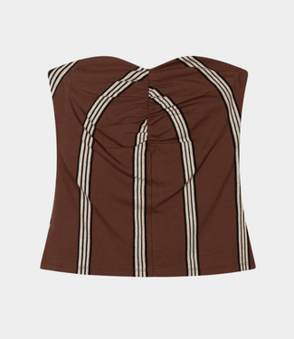 10Days Strapless top stripes deep brown