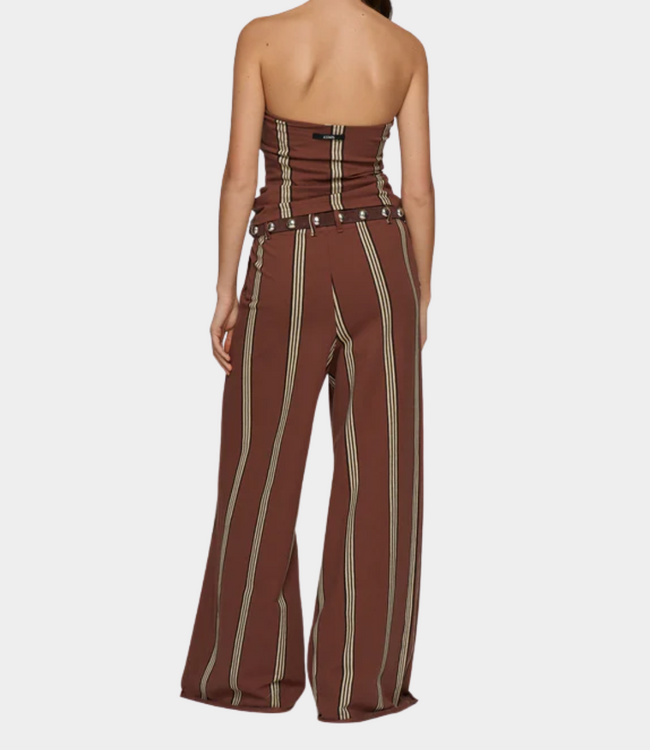 10Days Wide leg jogger stripes deep brown
