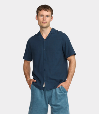 Revolution Short-sleeved Cuban Shirt Navy