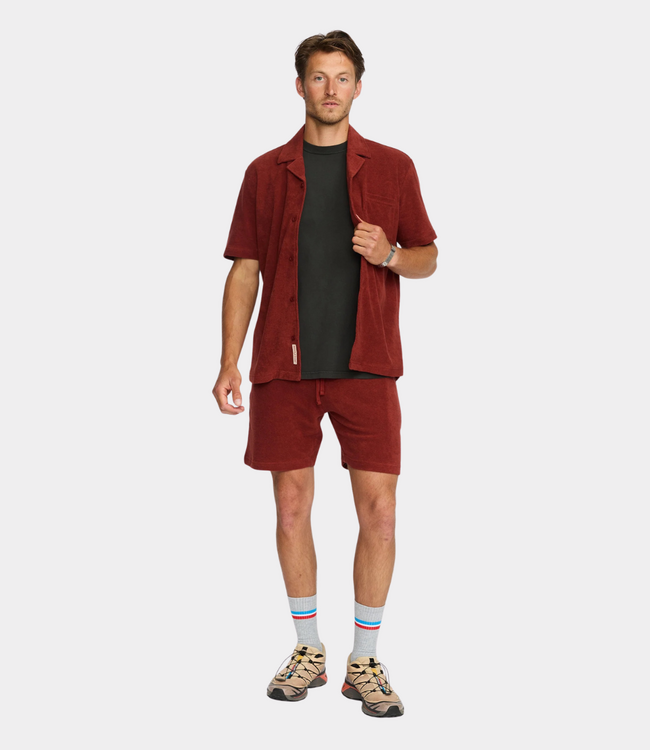 Revolution Terry Short-sleeved Cuban Shirt Darkorange