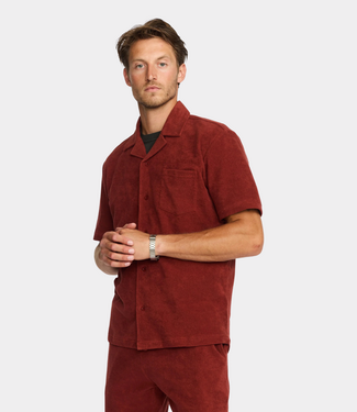 Revolution Terry Short-sleeved Cuban Shirt Darkorange