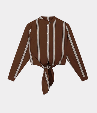 10Days Cropped knot blouse deep brown