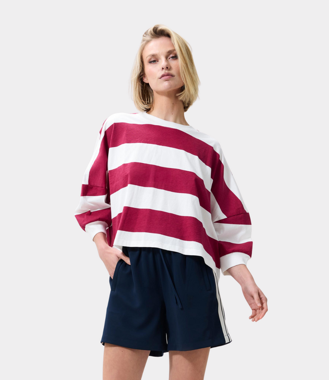 Catwalk Junkie Oversized bold striped tshirt cranberry juice