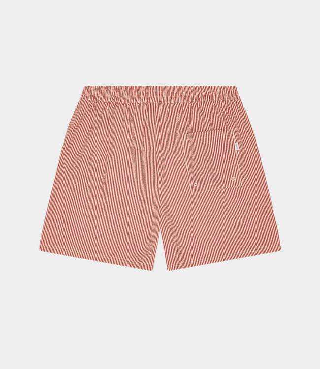 Les Deux stripe seersucker swim shorts rhubarb red
