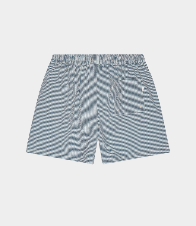 Les Deux stripe seersucker swim shorts dark denim blue