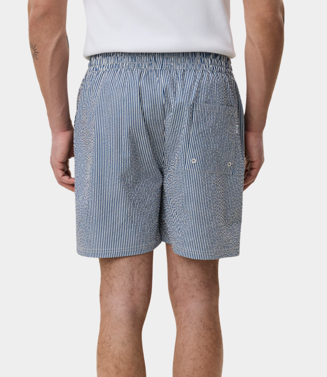 Les Deux stripe seersucker swim shorts dark denim blue