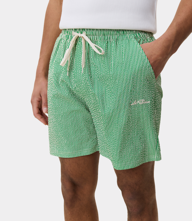 Les Deux stripe seersucker swim shorts artichoke green
