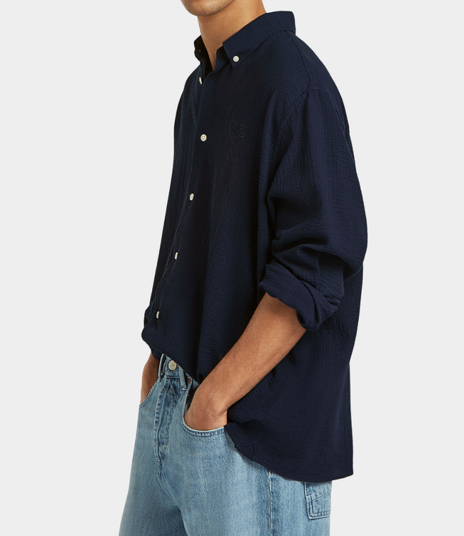 Denham scissor patch shirt ssp navy blazer