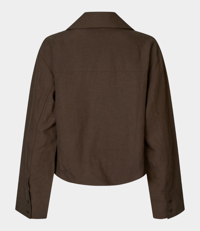 Samsoe Samsoe Sadaphne shirt mulch brown – lightweight women’s shirt in tencel linen blend