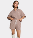 Alix the Label Crinkle short taupe – lightweight women’s shorts with a comfortable fit and modern crinkle texture