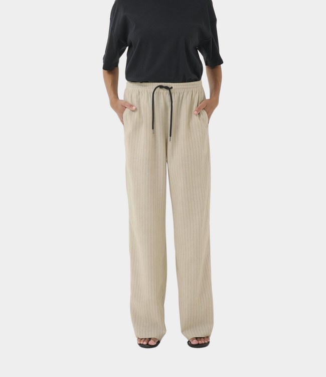 Karen By Simonsen Kbfelia pants stone stripe – lightweight women’s pants with stripe pattern and relaxed fit