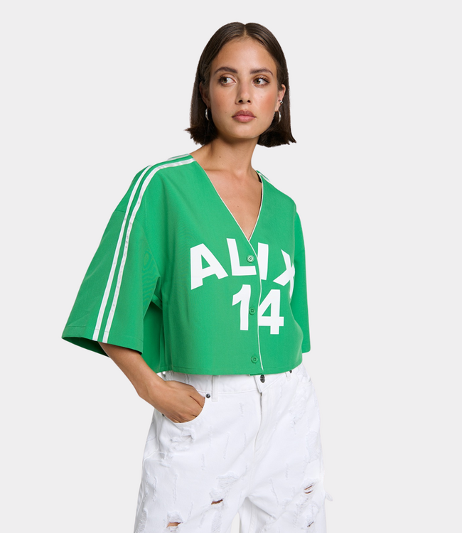Alix the Label Cropped baseball shirt bright green