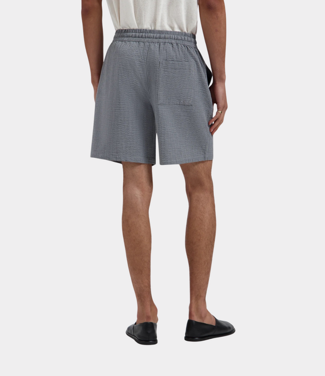 Olaf Seersucker short heather grey – luchtige heren short met structuur en comfortabele pasvorm