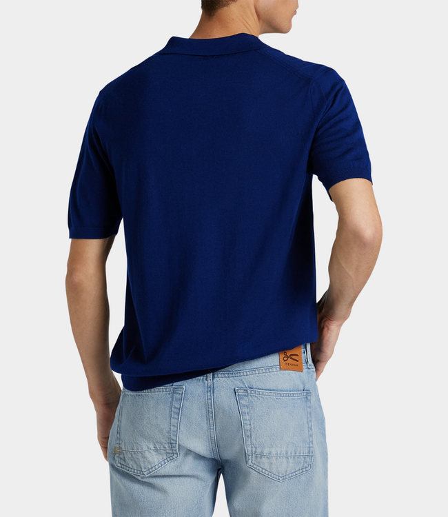 Denham knitted polo xfm navy blazer