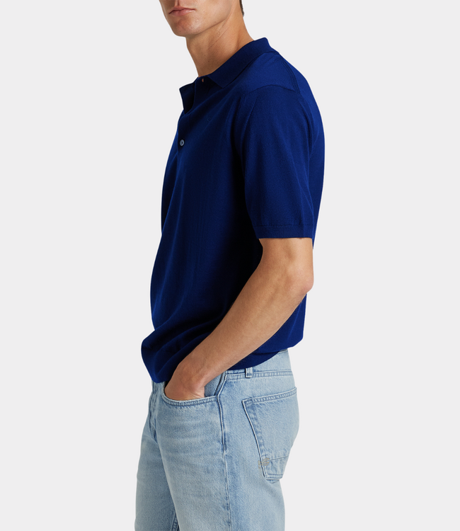 Denham knitted polo xfm navy blazer