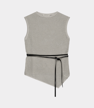 Olaf linen open knit top cement