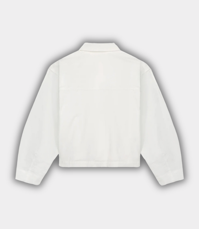 Olaf Retro logo boxy T-shirt optical white – ruimvallend dames T-shirt van katoen met moderne pasvorm