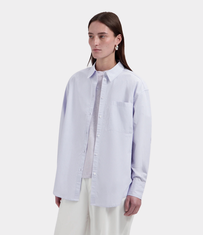 Olaf Gestreept oversized T-shirt offwhite paars – ruimvallend dames T-shirt met comfortabele pasvorm