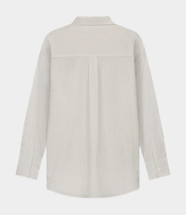 Olaf Gestreept oversized T-shirt offwhite groen – ruimvallend dames T-shirt met comfortabele pasvorm