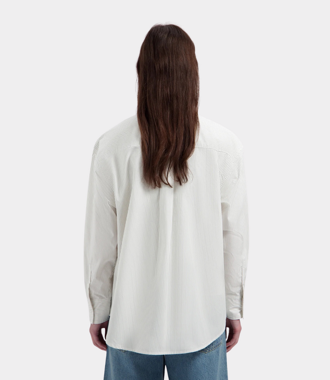 Olaf Gestreept oversized T-shirt offwhite groen – ruimvallend dames T-shirt met comfortabele pasvorm