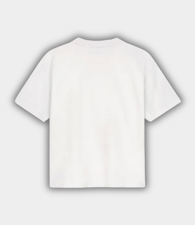 Olaf Dotted retro logo T-shirt optical white – dames T-shirt van katoen met comfortabele pasvorm