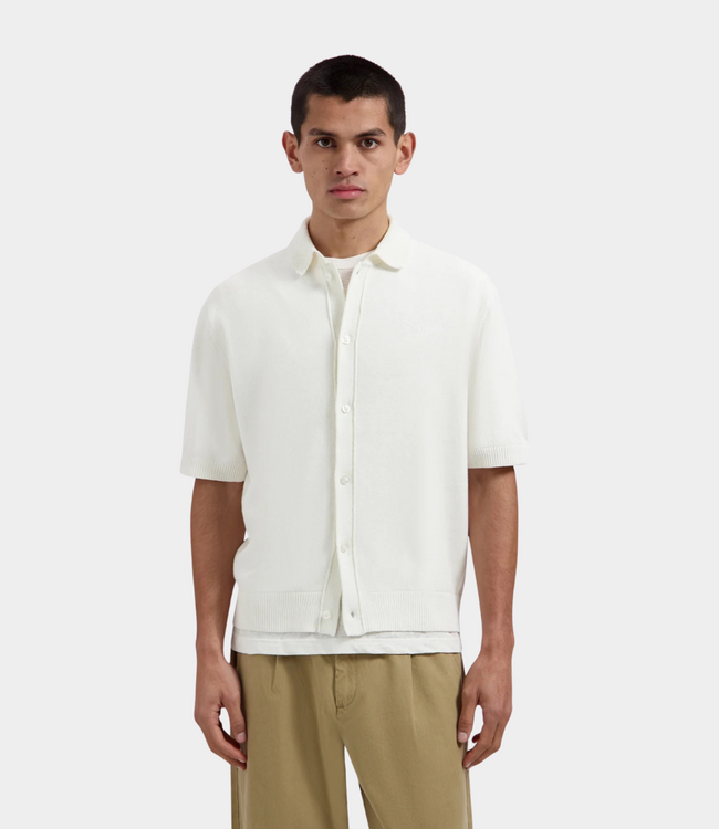 Olaf Linen knitted polo offwhite – men’s breathable short sleeve polo with comfortable fit