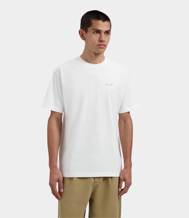 Olaf Felted watercrest T-shirt optical white – heren T-shirt van katoen met comfortabele pasvorm