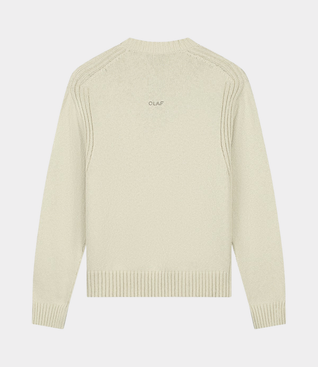 Olaf Gebreide crewneck offwhite – heren trui van katoen met comfortabele pasvorm